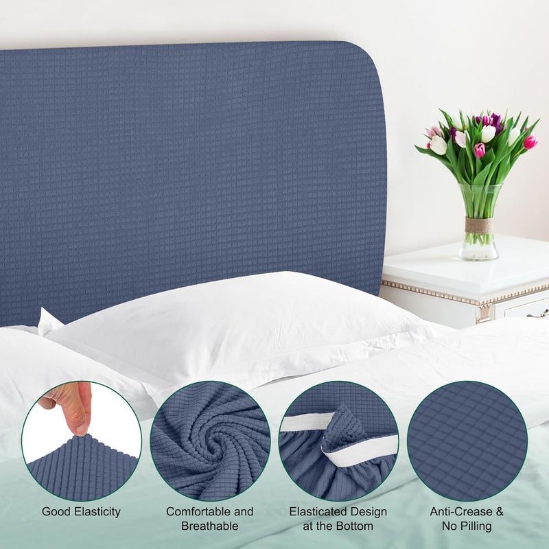 uxcell Bed Headboard Slipcover, 1.5m Stretch Bed Headboard Cover Dustproof Protector Cover Jacquard Furniture Cover for 1.4-1.7m Headboard, Purple - Image 3